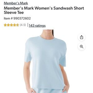 Member's Mark Women's Sandwash Short Sleeve Tee - Light Blue